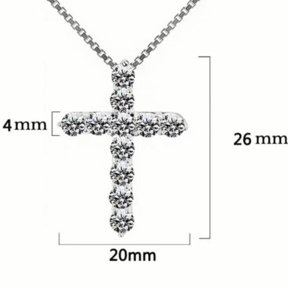 NEW CROSS 925 STERLING SILVER DIAMOND NECKLACE - Picture 6 of 6